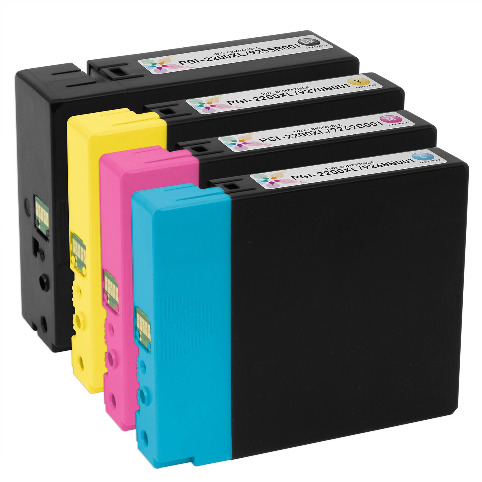 Set of 4 Compatible Canon PGI-2200XL High Yield Ink Cartridge (Black, Cyan, Magenta, Yellow)