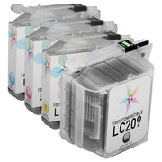 Set of 4 Compatible Brother LC209/LC205 Super High Yield Ink Cartridges (Black, Cyan, Magenta, Yellow)