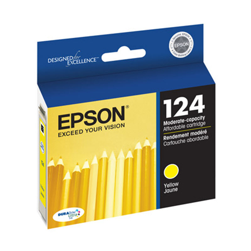OEM Epson T124420 (T1244) Moderate Yield Yellow Ink Cartridge (220 Pages)