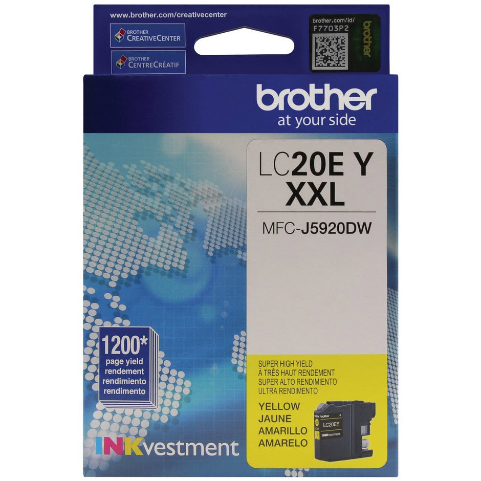 OEM Brother LC20EY EHY Yellow Ink Cartridge (1,200 Pages)