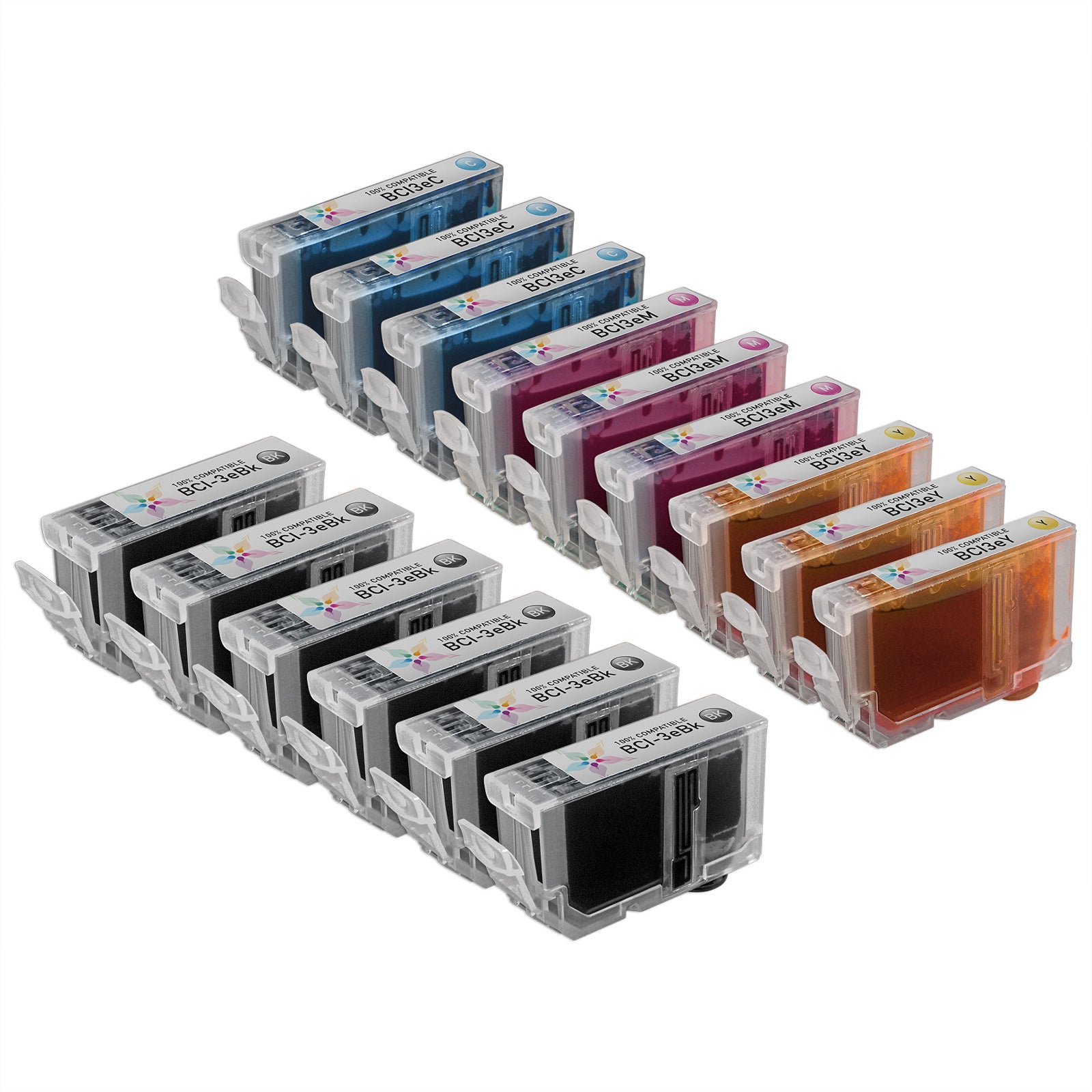 Compatible Canon BCI3e Series - Set of 15 Ink Cartridges (Multi-Color)