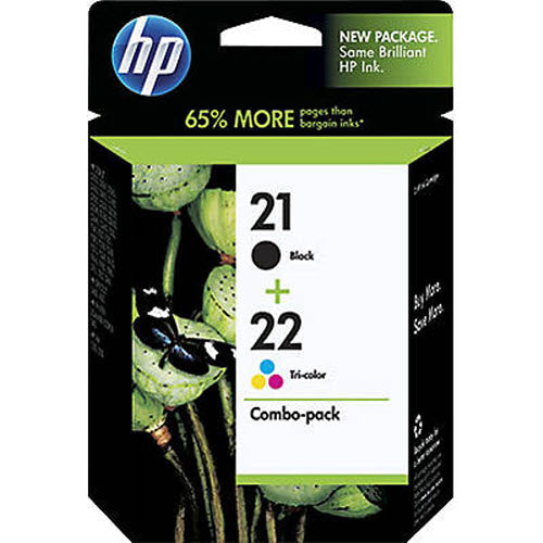 OEM HP 21 Black and 22 TriColor Combo Pack C9509FN (1,250 Pages)
