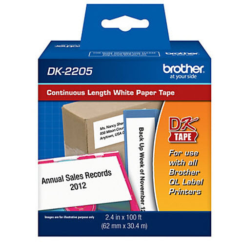 OEM Brother DK-2205 White Paper Label Tape
