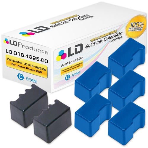 Compatible Xerox 016-1825-00 Solid Ink ColorStix Cartridge Set of 5 Cyan & 2 Black