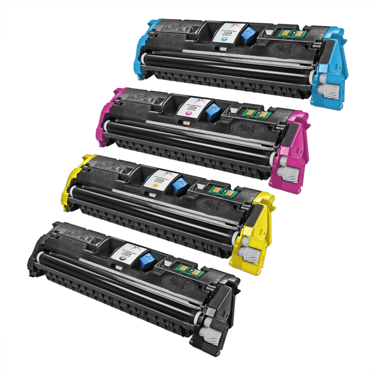 Set of 4 Remanufactured HP 122A Toners (Black, Cyan, Magenta, Yellow) (9,000 Pages)