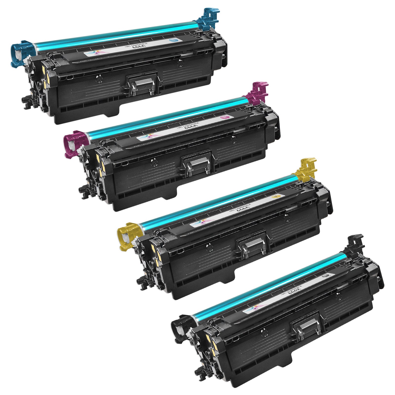 Set of 4 Remanufactured HP 646X Toner Cartridges (Black, Cyan, Magenta, Yellow) (29,500 Pages)