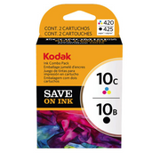 OEM Kodak 10B Black / 10C Color Ink Cartridge 2-Pack (425 Pages)