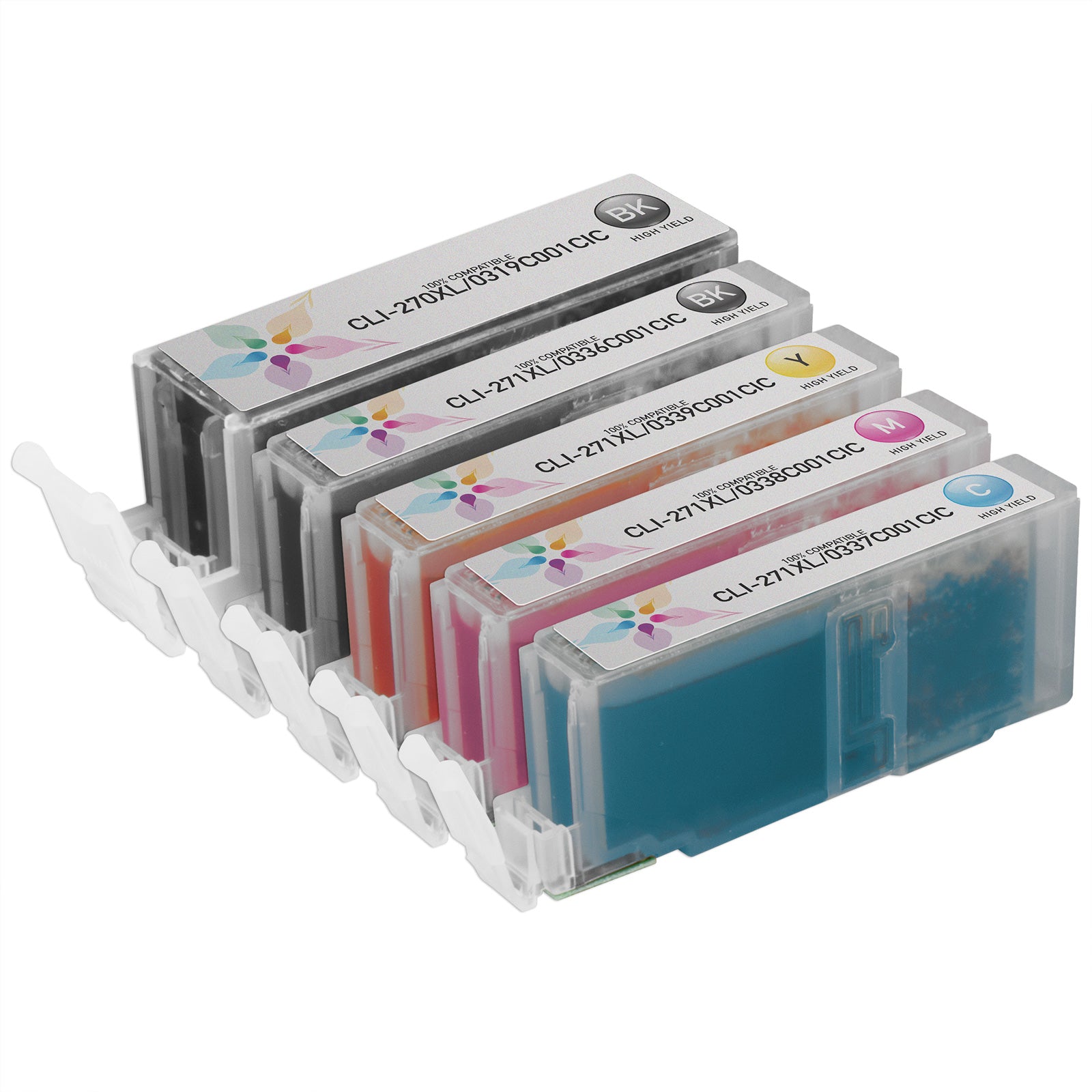 Set of 5 Compatible Canon PGI270XL & CLI271XL Ink Cartridges (Multi Color)