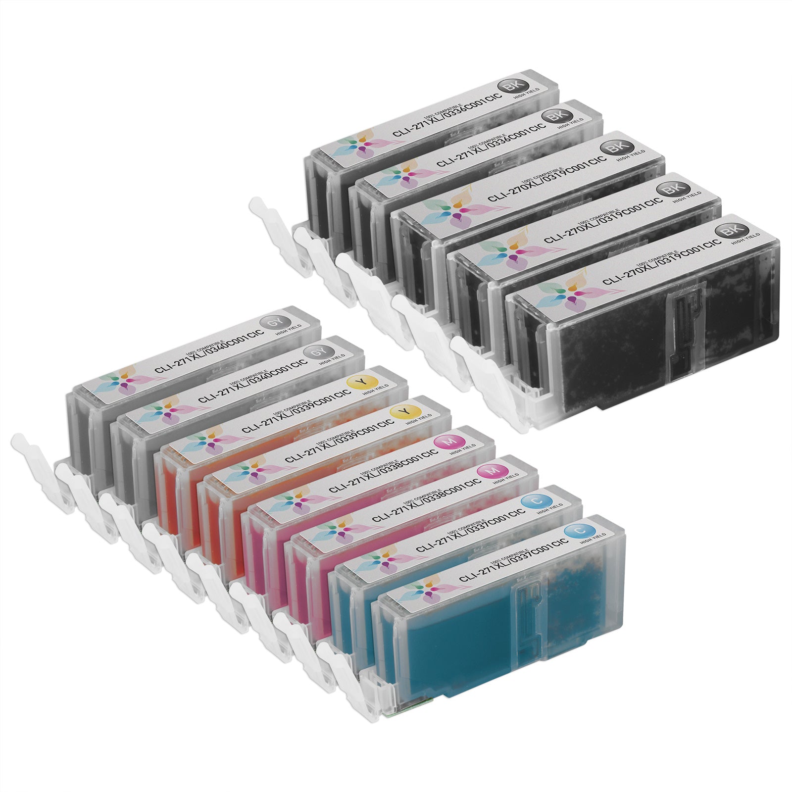 Set of 13 Compatible Canon PGI-270XL and CLI-271XL High Yield Ink Cartridges (Multi Color)
