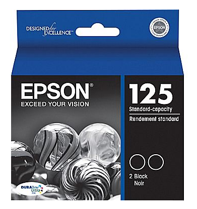 OEM Epson 125 Black Ink Cartridge Dual Pack (265 Pages)