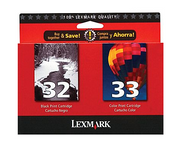 OEM Lexmark 18C0532 Black and Color Ink Cartridge Twin Pack (390 Pages)
