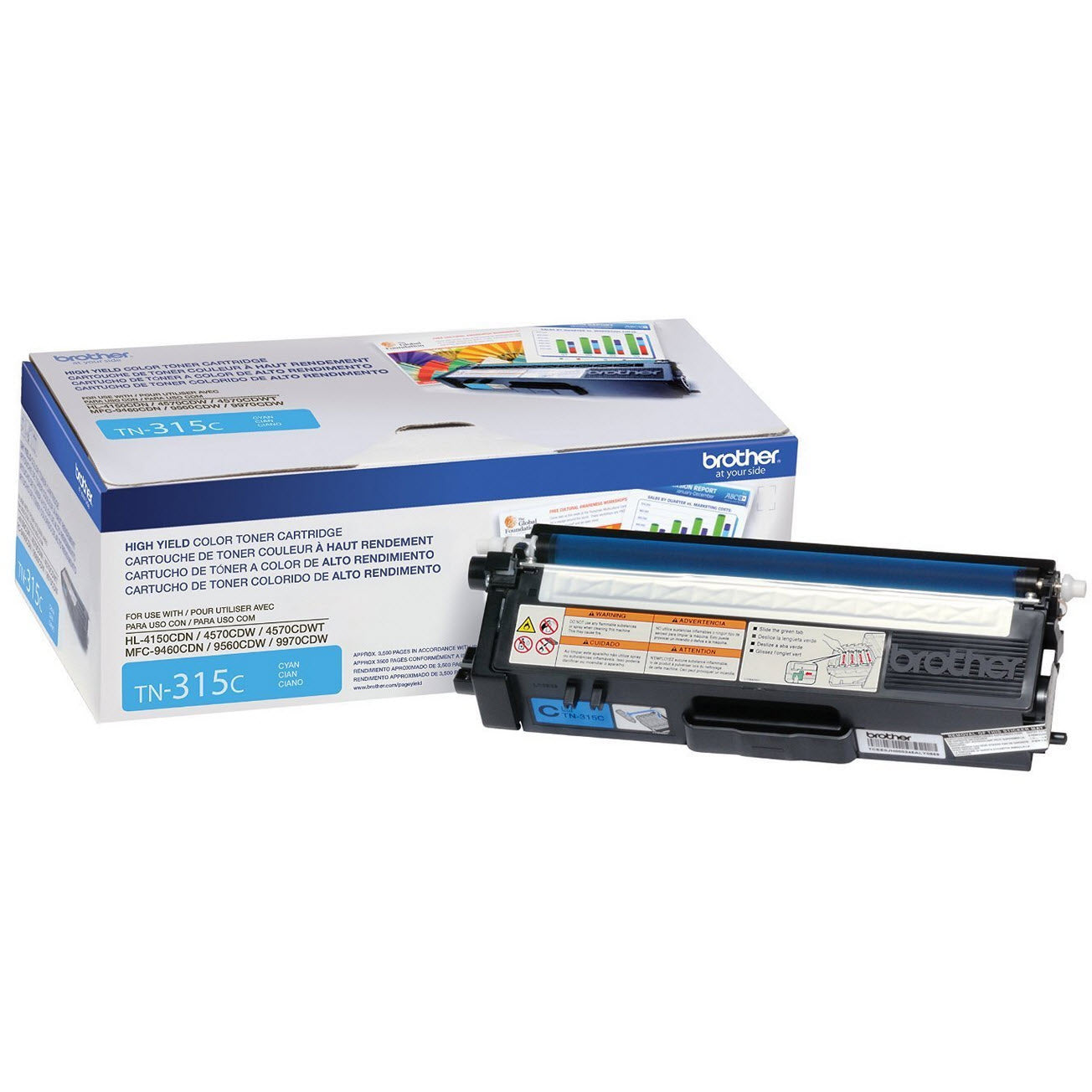 OEM Brother TN315C High Yield Cyan Laser Toner Cartridge (3,500 Pages)
