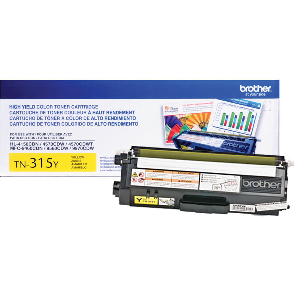 OEM Brother TN315Y High Yield Yellow Laser Toner Cartridge (3,500 Pages)
