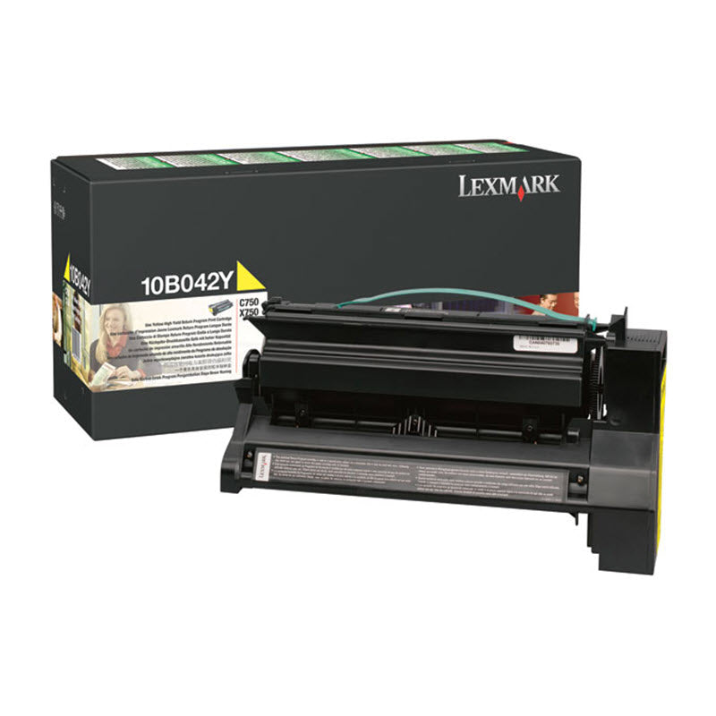 OEM Lexmark 10B042Y Yellow High Yield Laser Toner Cartridge (15,000 Pages)