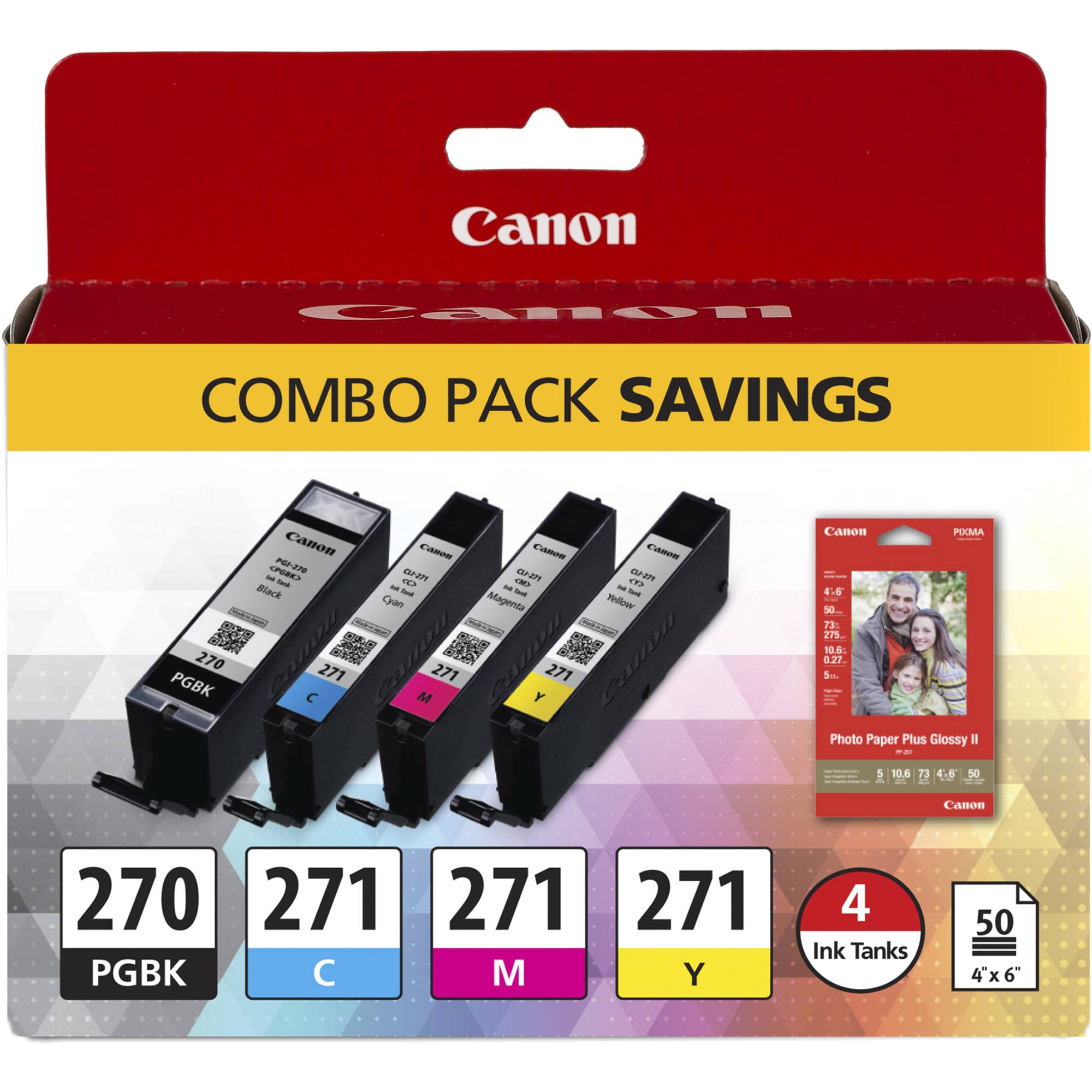 OEM Canon 0373C005 (PGI-270 / CLI-271) 4-Color Multipack Ink Cartridge (645 Pages)