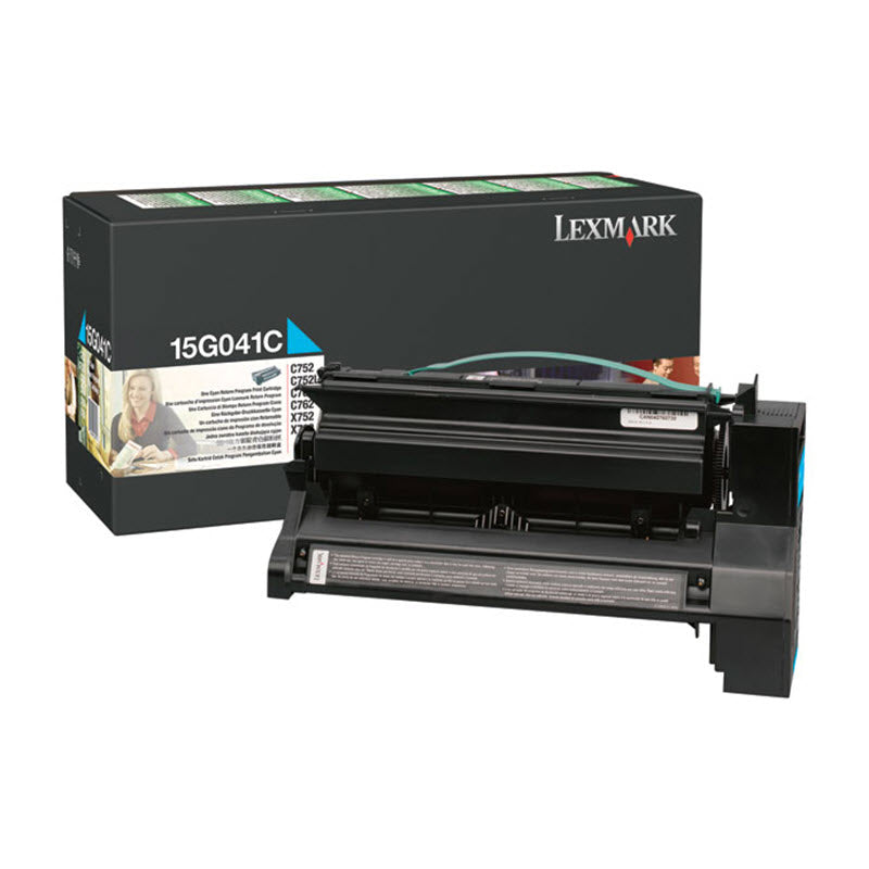 OEM Lexmark 15G041C Cyan Laser Toner Cartridge (6,000 Pages)