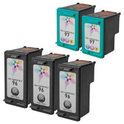 Set of 5 Remanufactured HP 96 & 97 Ink Cartridges (3 Black, 2 Color)