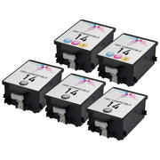 Set of 5 Remanufactured HP 14 Ink Cartridges (3 Black, 2 Color)