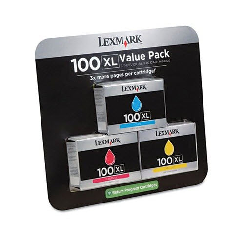 OEM Lexmark 100XL HY Cyan, Magenta, Yellow Ink Cartridge (1,800 Pages)