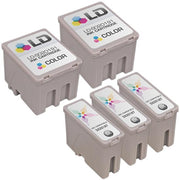 Set of 5 Compatible Epson S020187 Black and S020191 Color Ink Cartridges