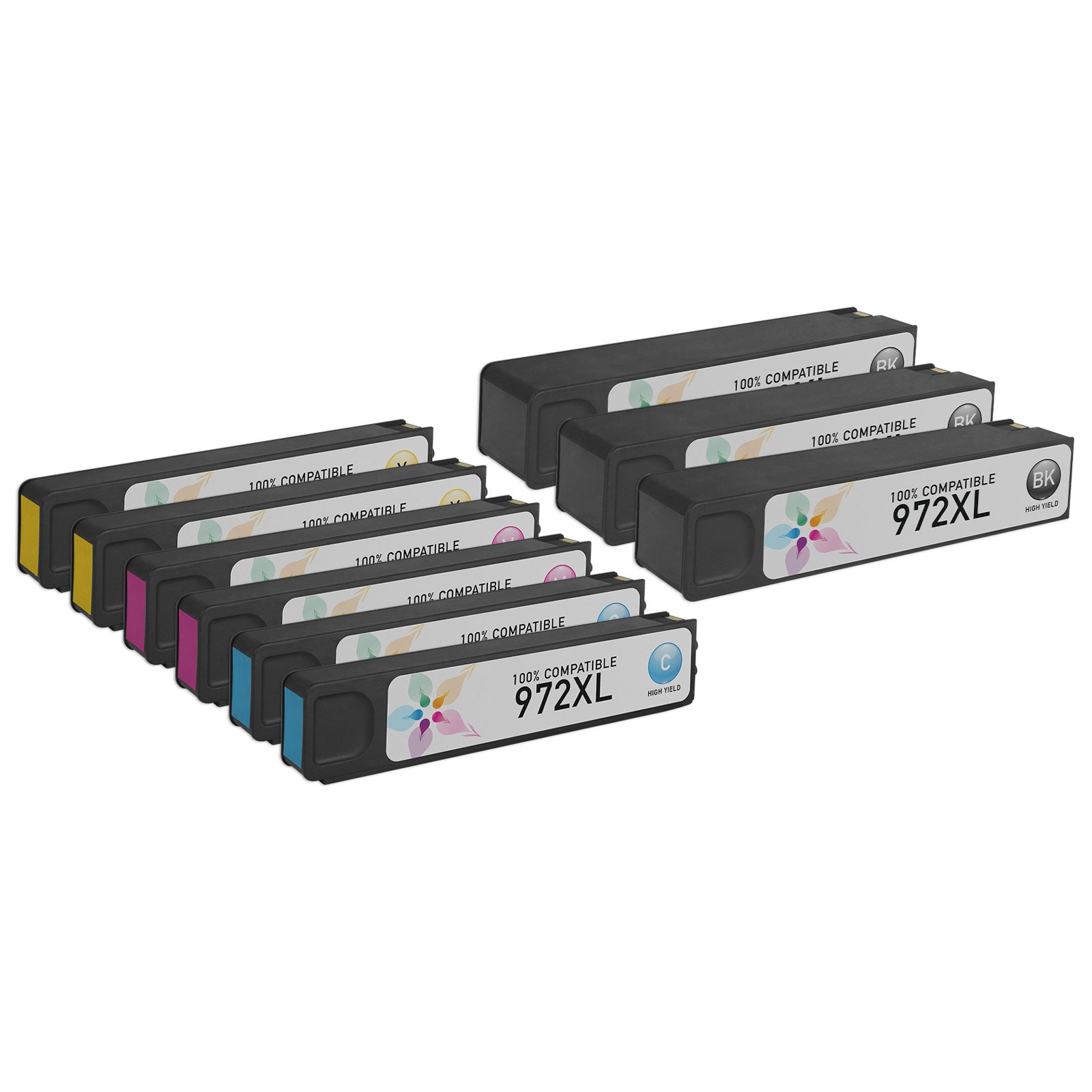 Set of 9 Compatible HP 972X High Yield Ink Cartridges (Multi Color)