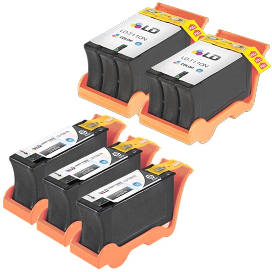 Set of 5 Compatible Dell T109N & T110N Ink Cartridges (Multi Color)