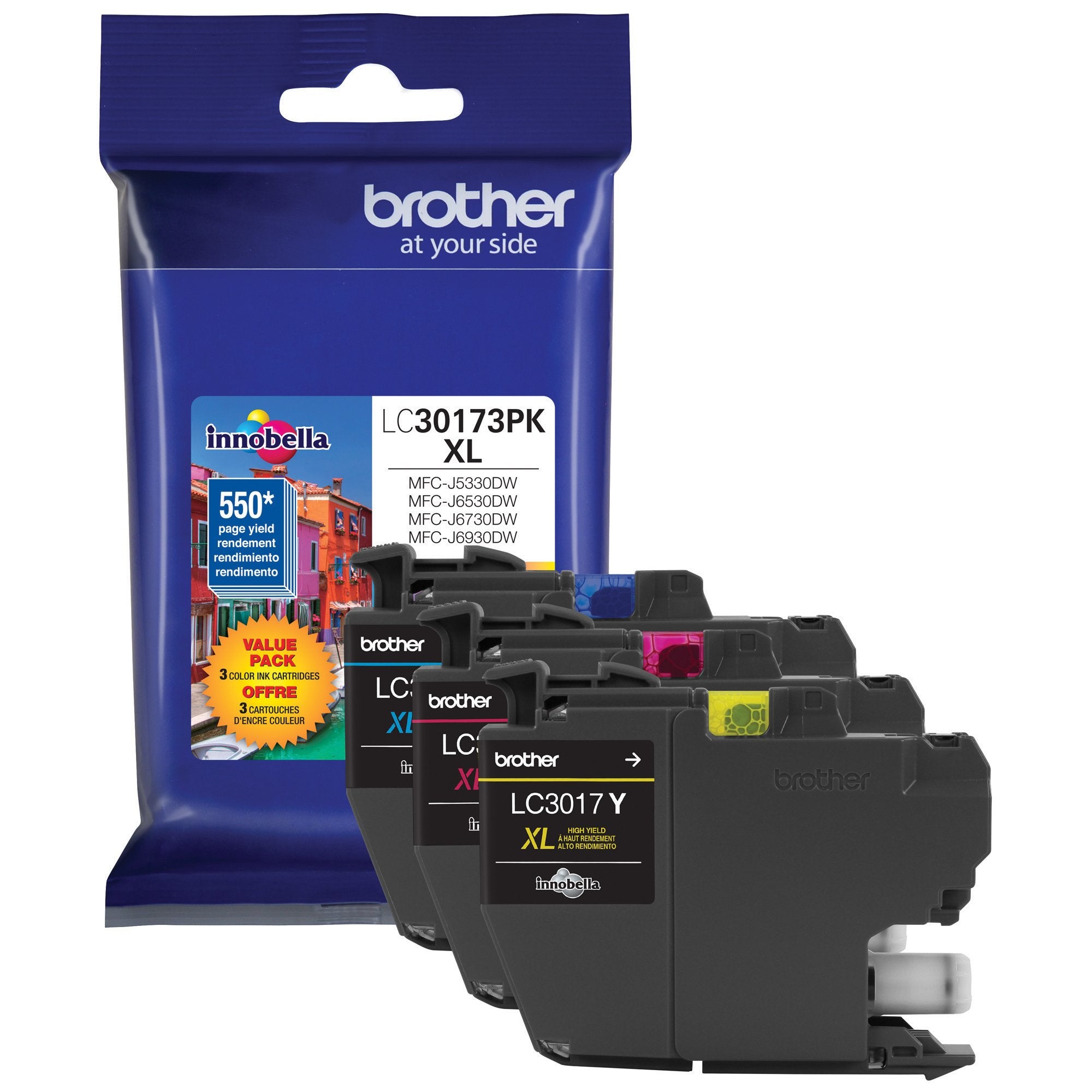 OEM Brother LC30173PK High Yield Ink Set of 3 (Cyan, Magenta, Yellow) (1,650 Pages)