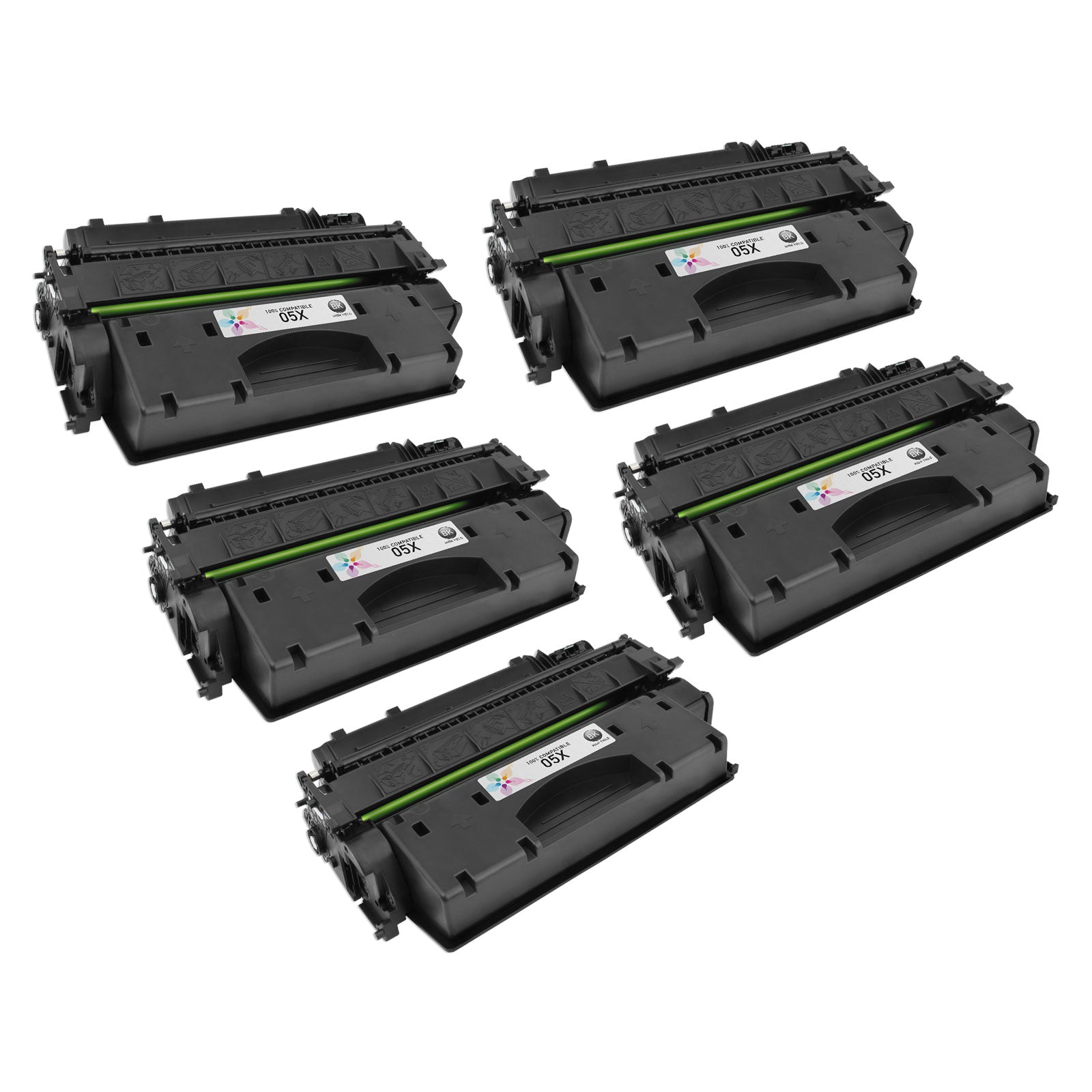 Set of 5 Compatible HP CE505X Multi Color Toner Cartridges (32,500 Pages)