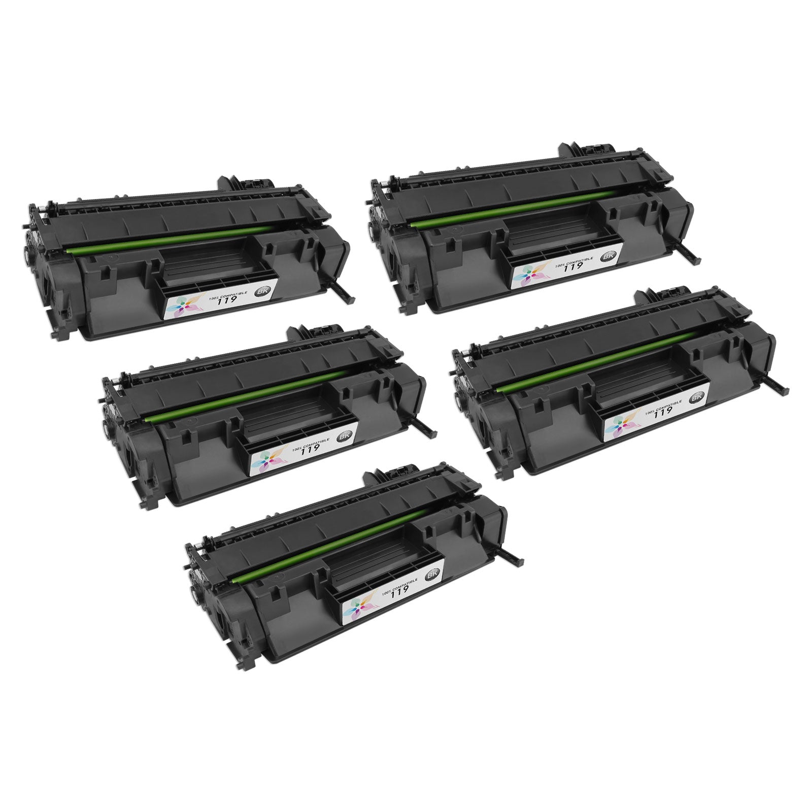 Set of 5 Compatible Canon 119 Black Toner Cartridges (11,500 Pages)