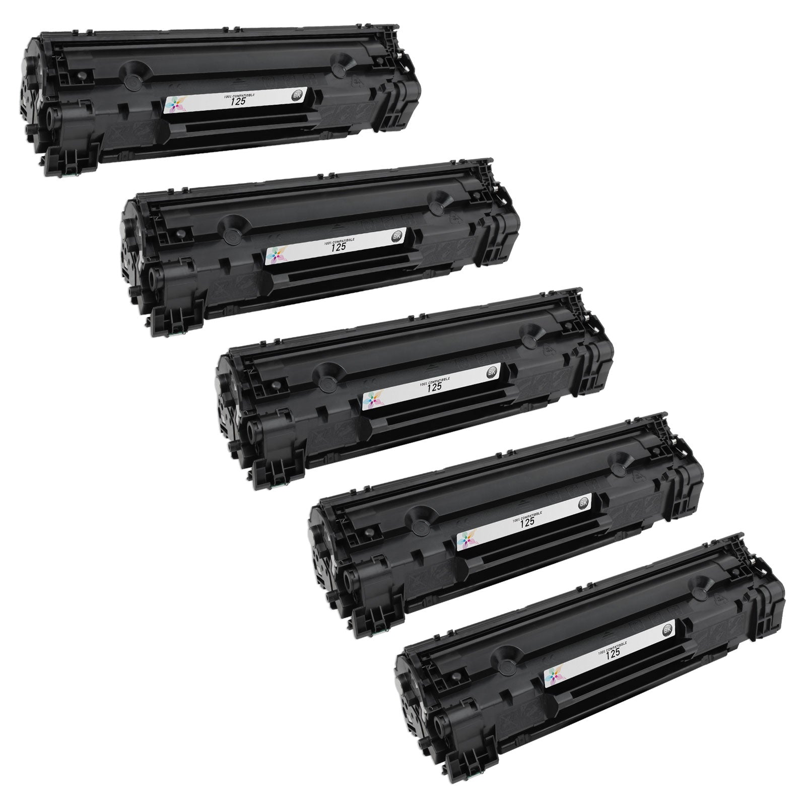 Set of 5 Compatible Canon 125 Black Toner Cartridges (8,000 Pages)
