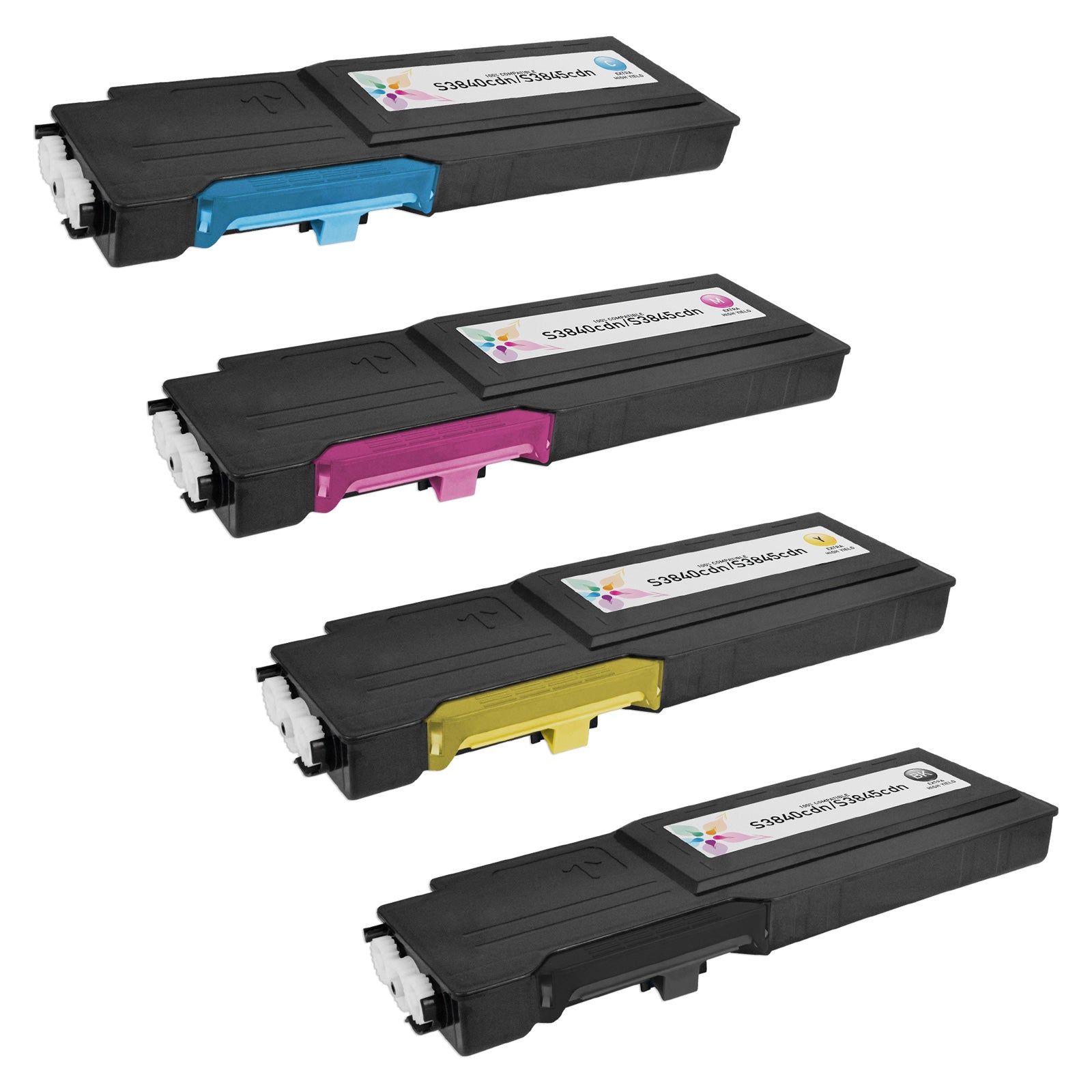 Compatible Set of 4 EHY Toners for Dell S3840cdn & S3845cdn (38,000 Pages)