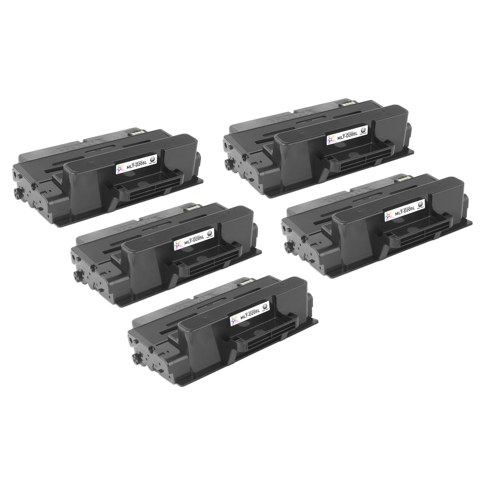 Compatible Samsung MLT-D205L Black Toner Cartridge (25,000 Pages) - 5 Pack