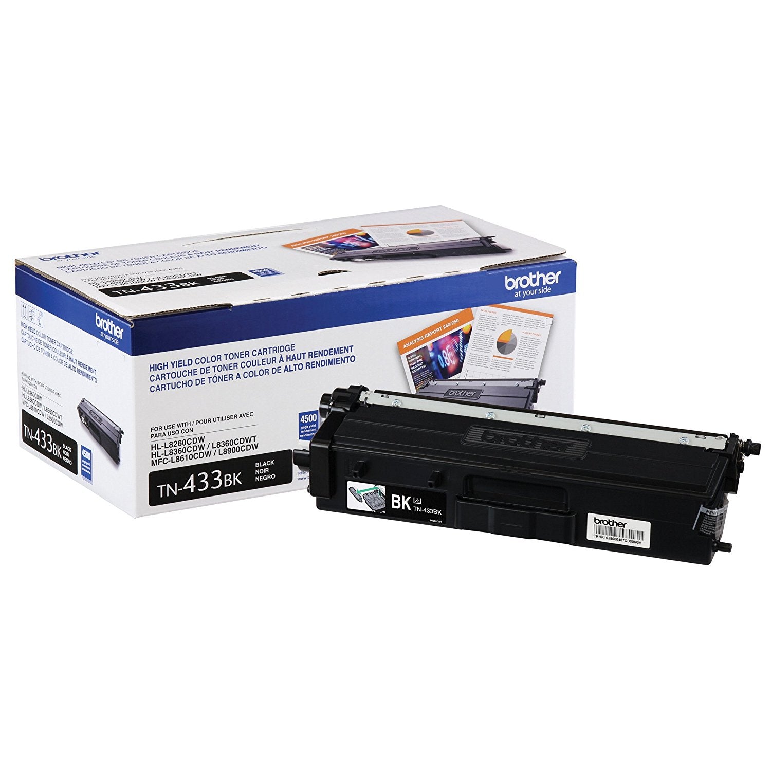 OEM Brother TN433BK High Yield Black Toner Cartridge (4,500 Pages)