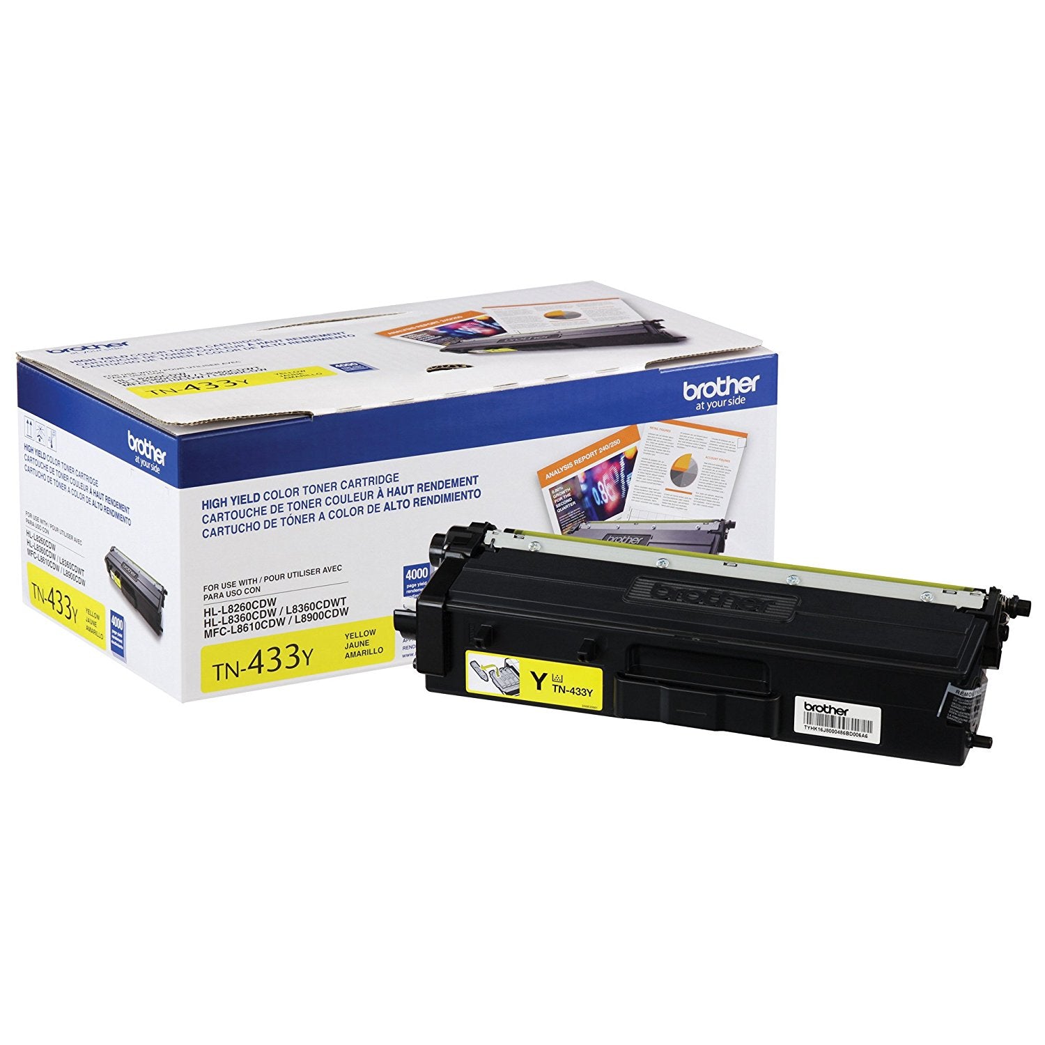 OEM Brother TN433Y High Yield Yellow Toner Cartridge (4,000 Pages)