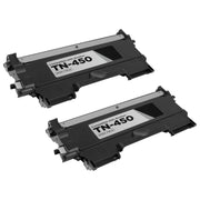 Set of 2 Compatible Brother TN450 Black Toner Cartridges (2,600 Pages)