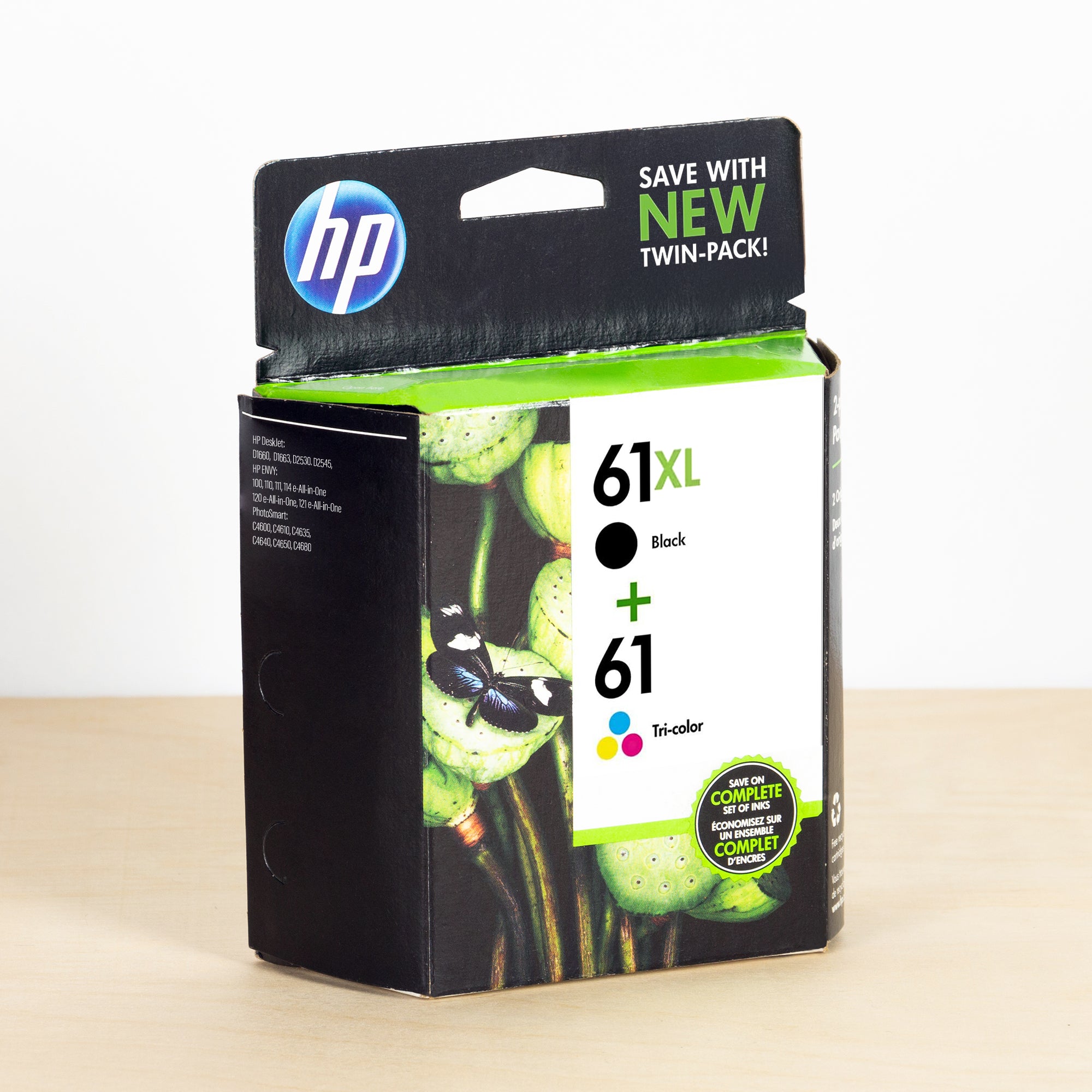 OEM HP 61XL/61 Black/Tri-Color Ink Cartridges 2-Pack (High Yield)