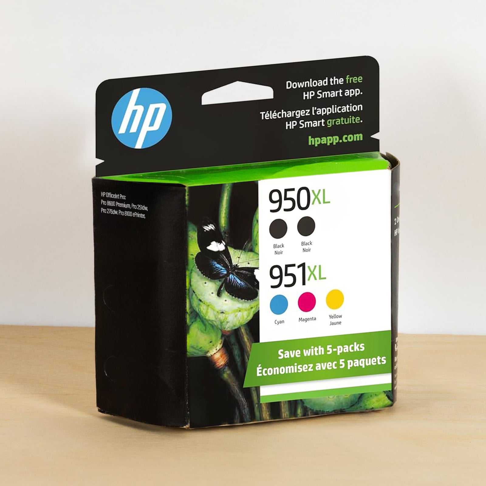OEM HP 950XL/951XL High Yield Ink Cartridges (2 Black, 1 Cyan, 1 Magenta, 1 Yellow) (9,100 Pages)