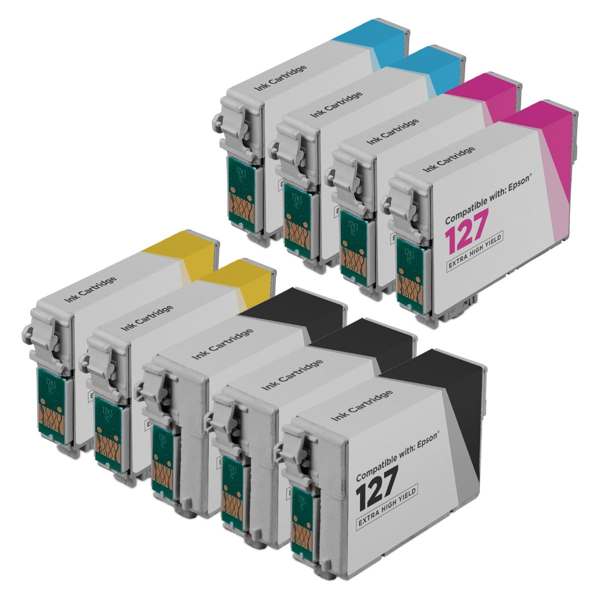 Set of 9 Remanufactured Epson T127 Multi Ink Cartridge (4345 Pages)