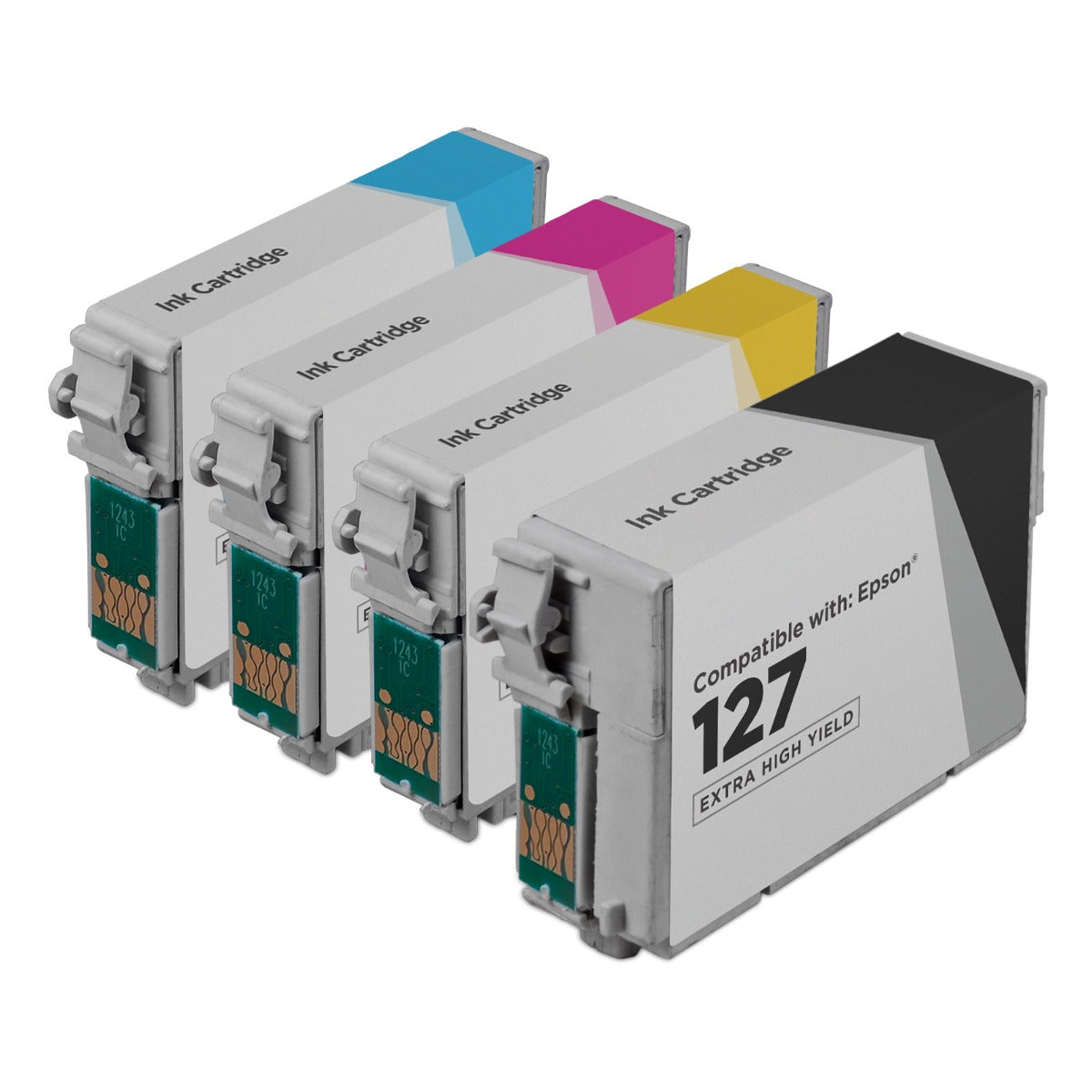 Set of 4 Remanufactured Epson T127 Ink Cartridge (Multi Color, Extra High Yield)