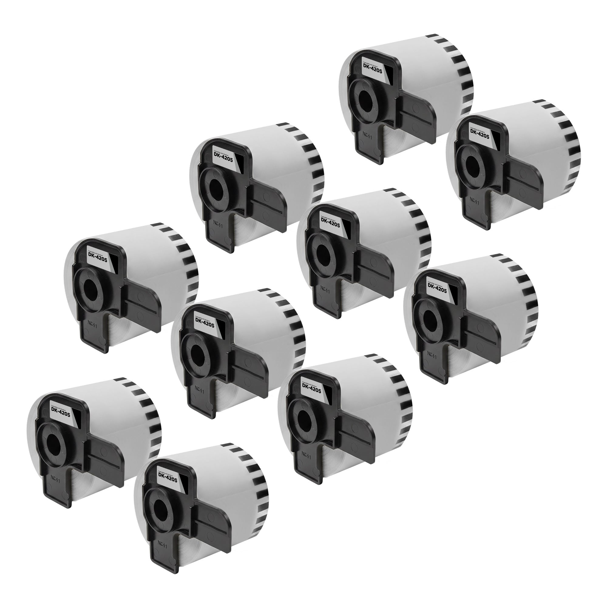 Compatible Brother DK-4205 Black on White Removable Continuous Length Paper Tape - 10 Pack