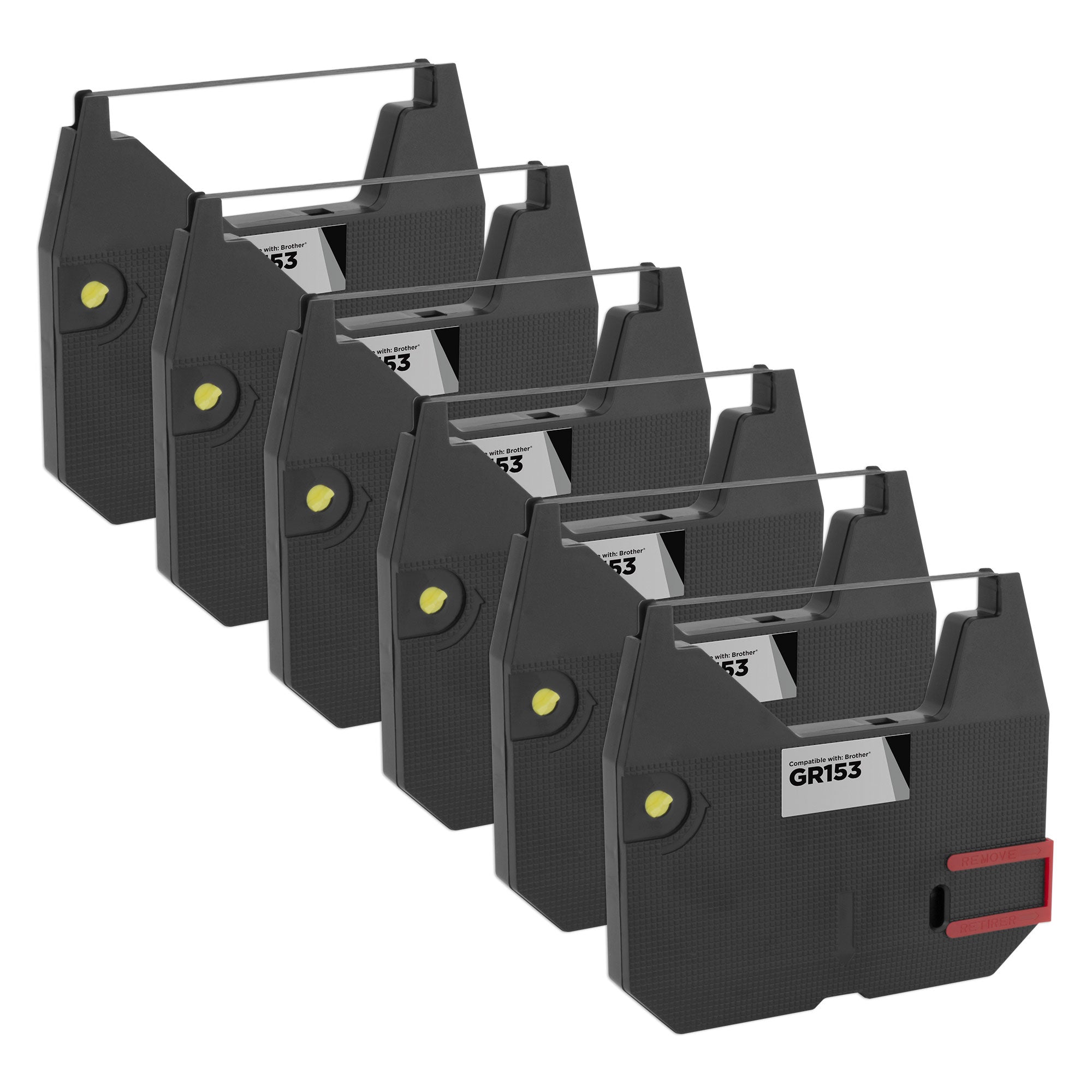 Compatible Brother GR-153 Black POS Ribbon 6-pack