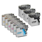 Set of 9 Compatible Brother LC10E Multi Ink Cartridges (3BK, 2C, 2M, 2Y)