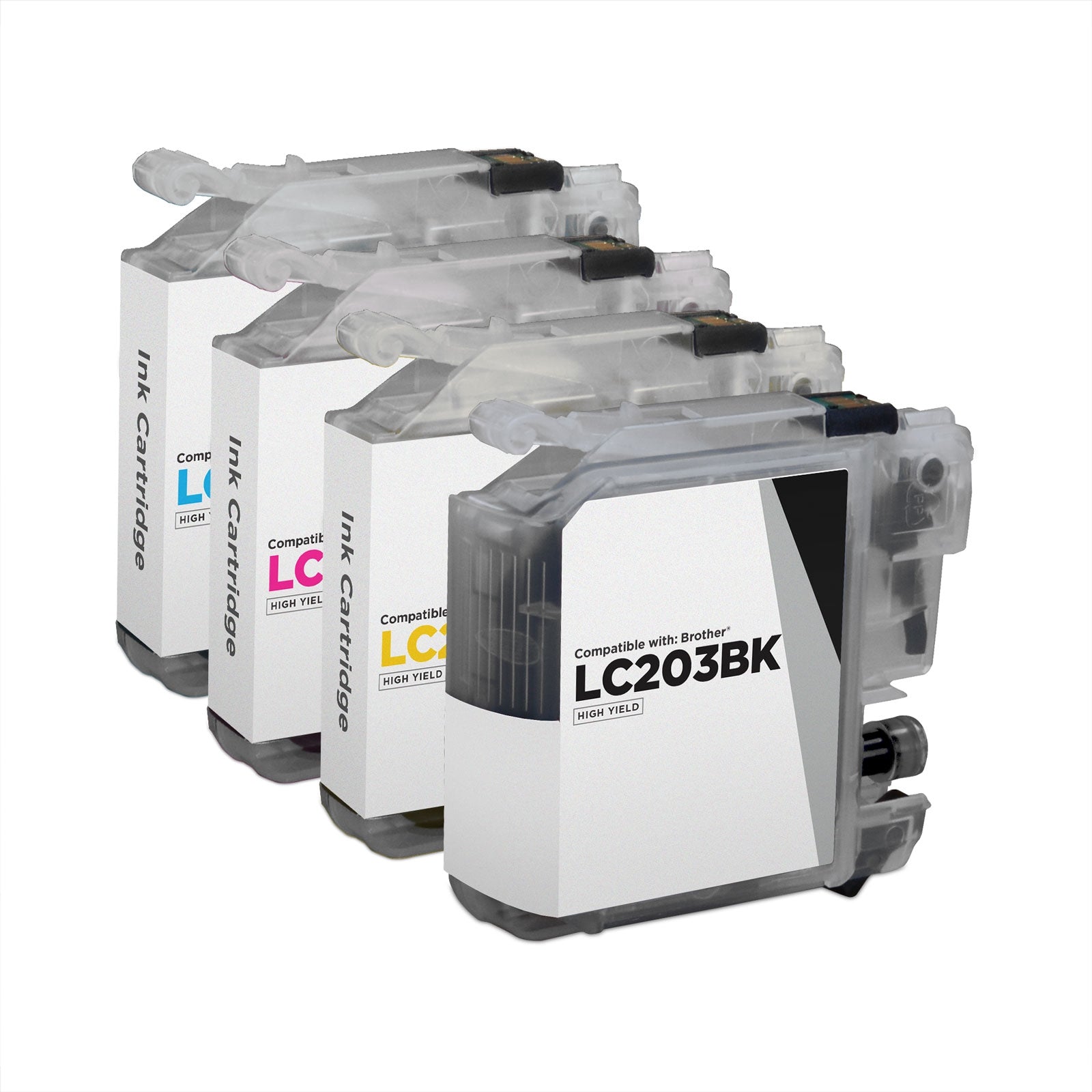 Set of 4 Compatible Brother LC203 High Yield Ink Cartridges (Black, Cyan, Magenta, Yellow)