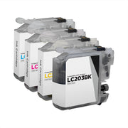Set of 4 Compatible Brother LC203 High Yield Ink Cartridges (Black, Cyan, Magenta, Yellow)