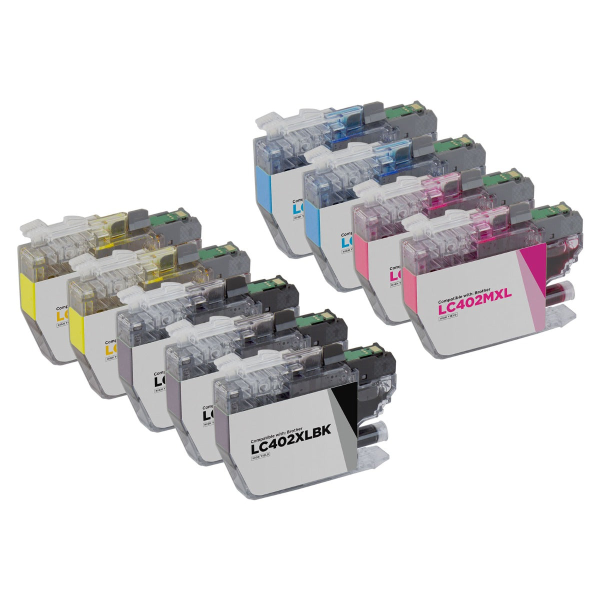 Set of 9 Compatible Brother LC402XL High Yield Ink Cartridges (Multi-Color)