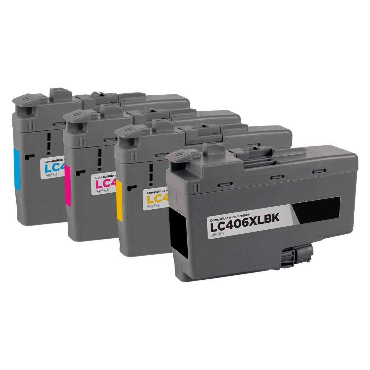 Set of 4 Compatible Brother LC406XL High Yield Ink Cartridge (Black, Cyan, Magenta, Yellow)
