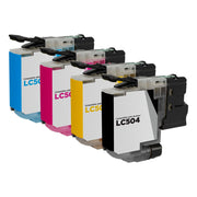 Set of 4 Compatible Brother LC504 Standard Yield Ink Cartridges (Black, Cyan, Magenta, Yellow)