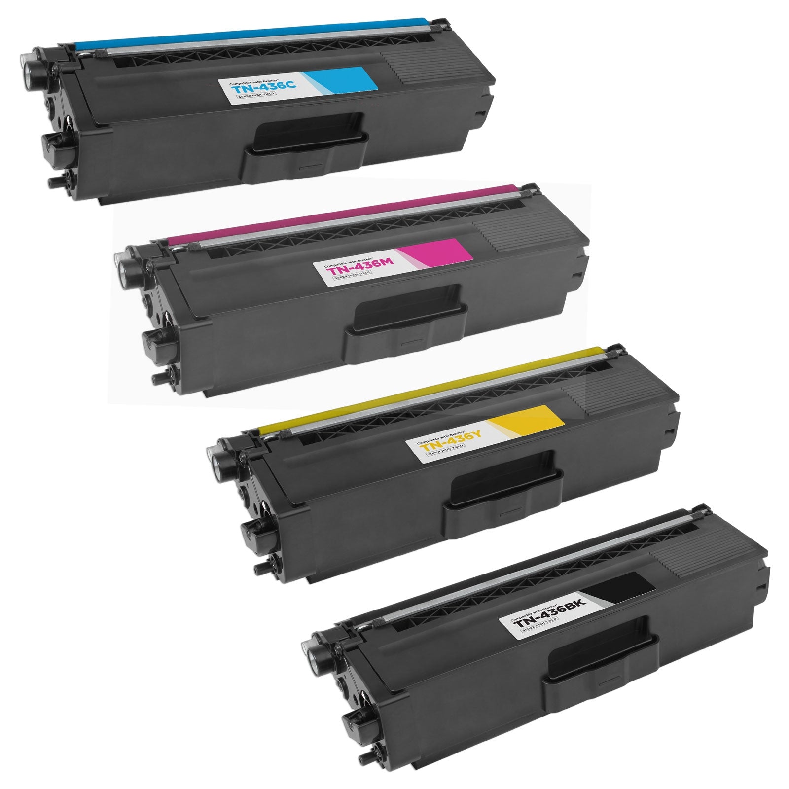 Set of 4 Compatible Brother TN436 Super High Yield Toner Cartridges (Black, Cyan, Magenta, Yellow)