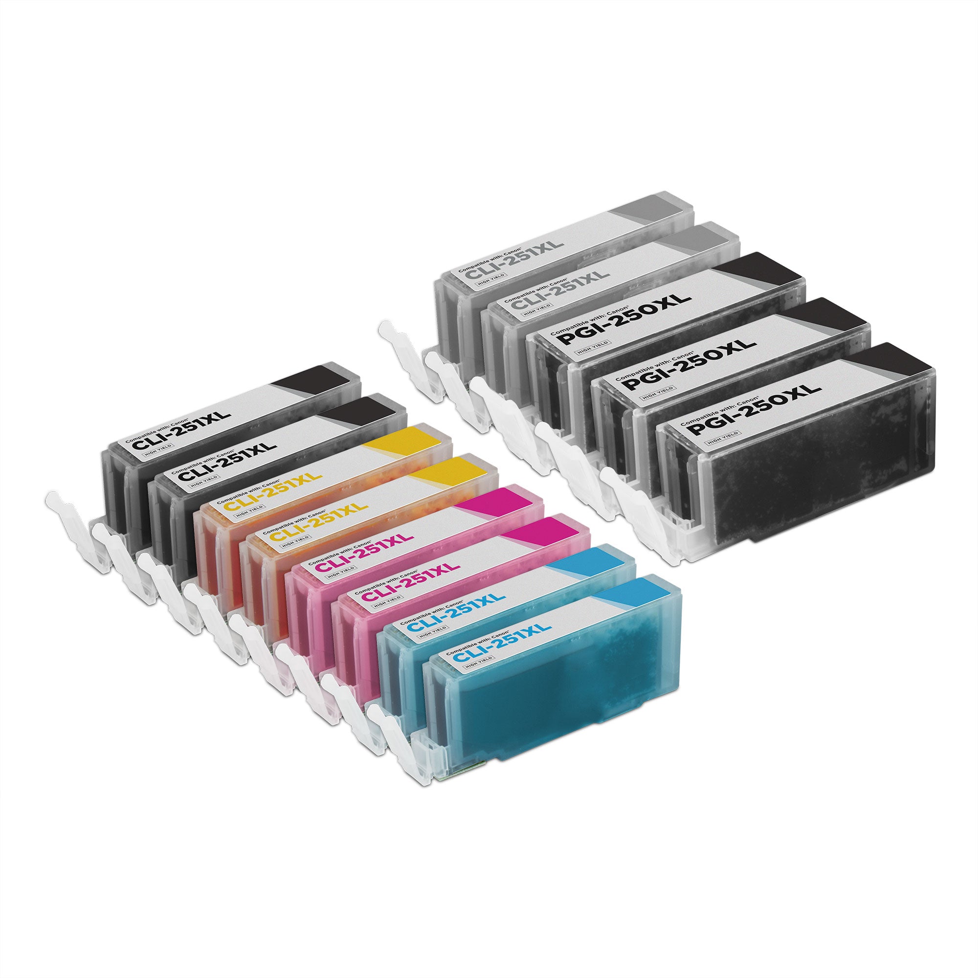 Set of 13 Compatible Canon PGI-250XL & CLI-251XL High Yield Ink Cartridges (Multi Color)