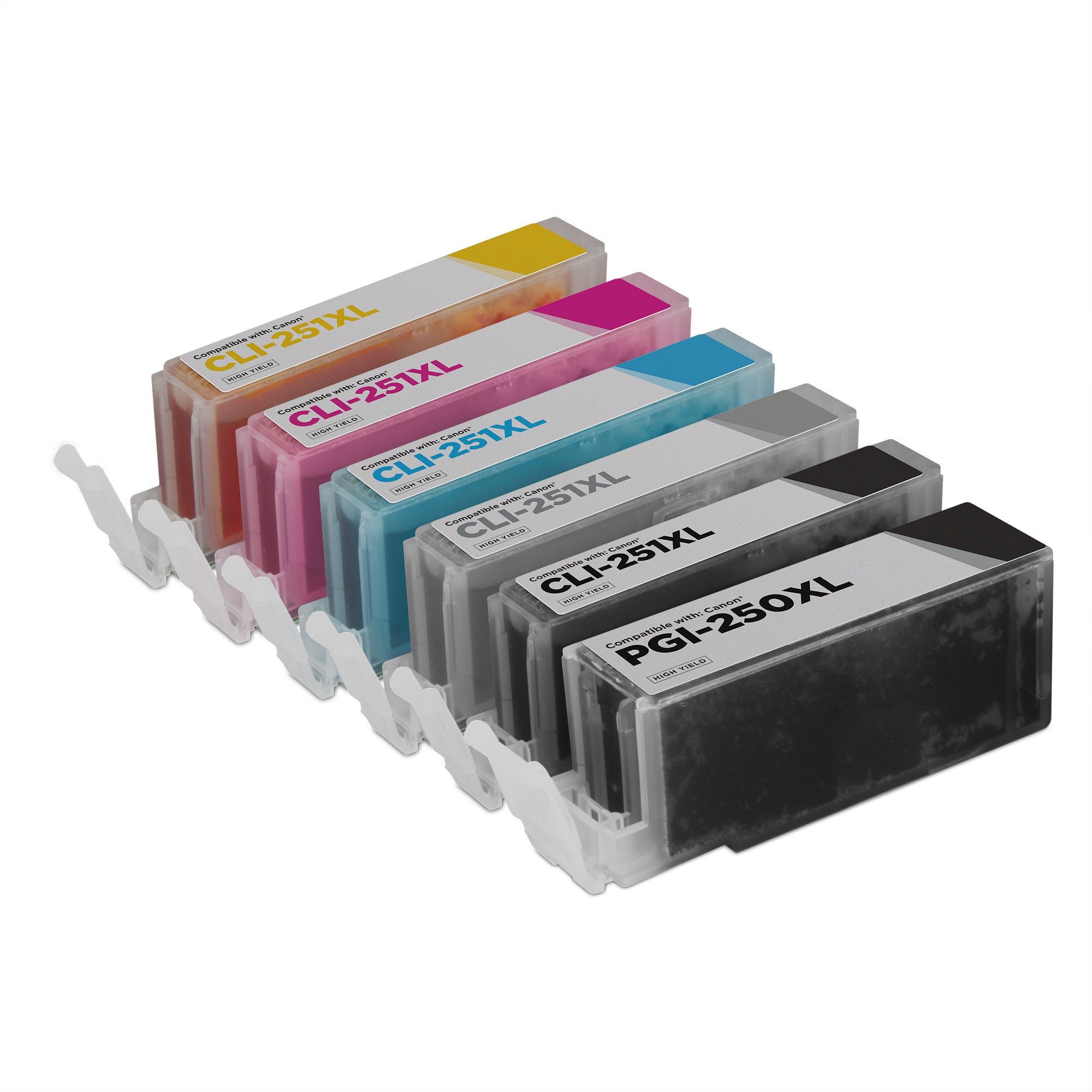 Set of 6 Compatible Canon PGI250XL/CLI251XL High Yield Ink Cartridges (5,585 Pages)